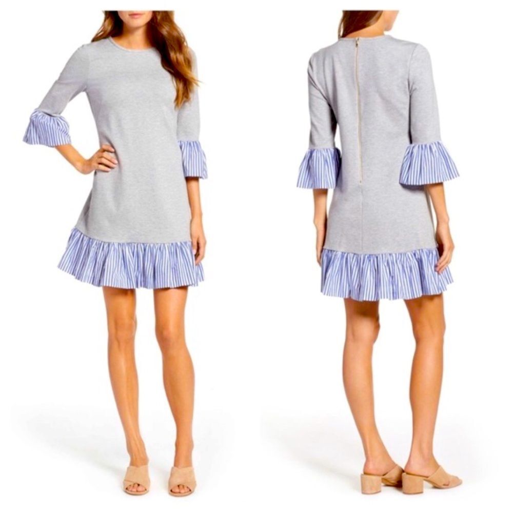 Eliza J Gray Flounce Hem Sweatshirt Dress Size 6